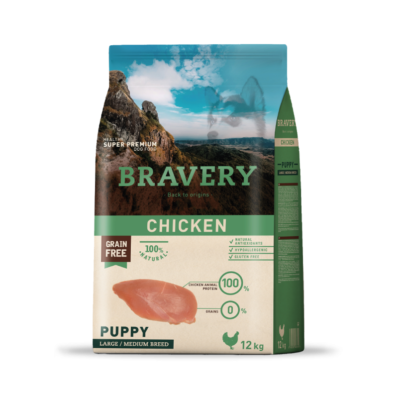 Bravery Chicken Puppy Large/Medium Breeds  12 Kgs