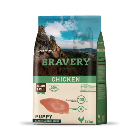 Bravery Chicken Puppy Large/Medium Breeds  12 Kgs