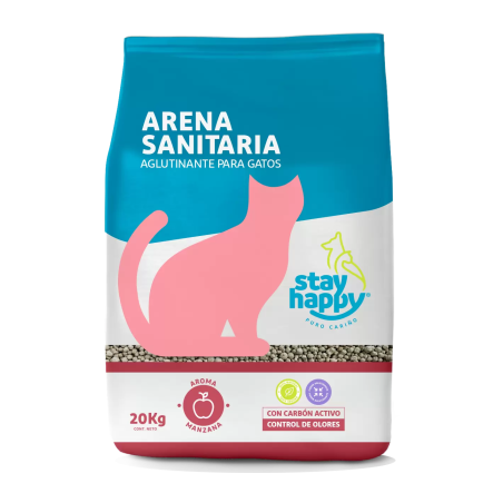 Stay Happy Arena Aglutinante Aroma Manzana  20 Kgs