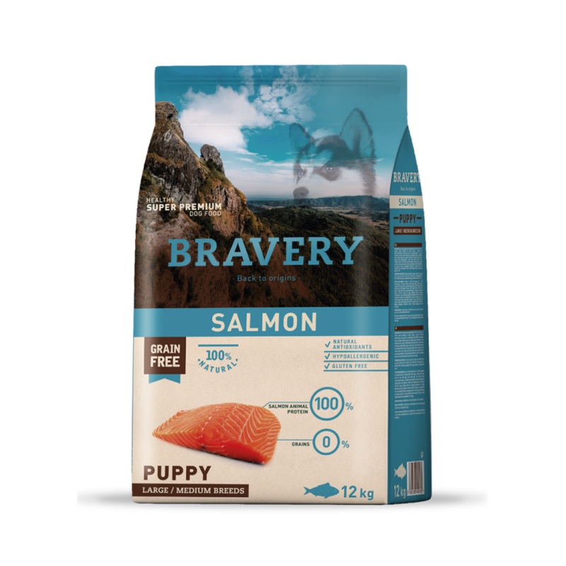 Bravery Salmon Puppy Large/Medium Breeds  12 Kgs