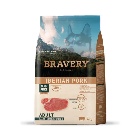 Bravery Iberian Pork Adult Large/Medium Breeds  4 Kgs